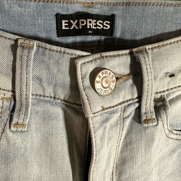 Express jeans, super skinny, mid rise, size 0s/0c, color light blue white - Picture 3 of 4
